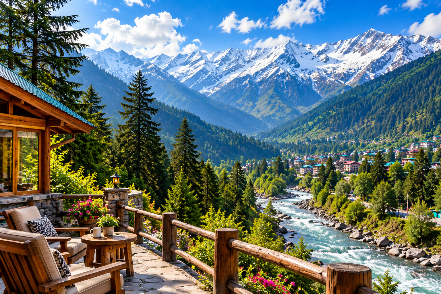 Snow covered Himalayan mountains near Manali