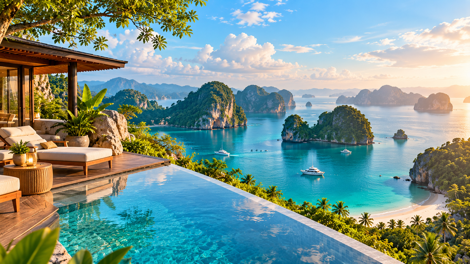 Tropical island holiday with clear blue water
